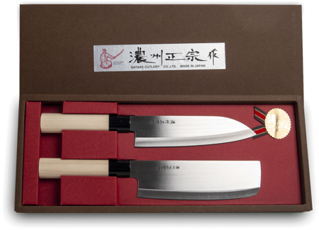 Zestaw 2 noży japońskich Houcho - Santoku + Nakiri - Satake Cutlery